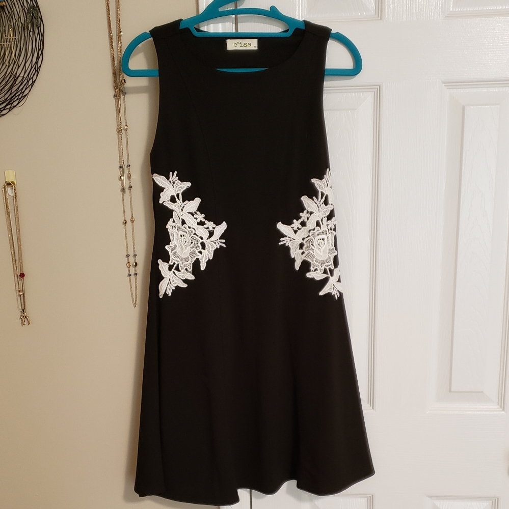 Black C'isa dress with white lace